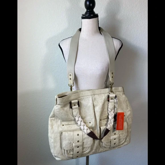 Elliott Lucca 'Toska' Leather Tote Bag in Cream